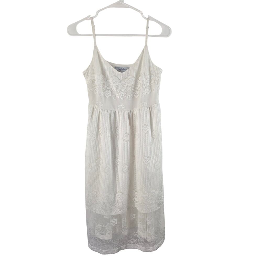 Libby Edelman Coquette Mini Dress XS Womens White Cottage Core Whimsy V Neck